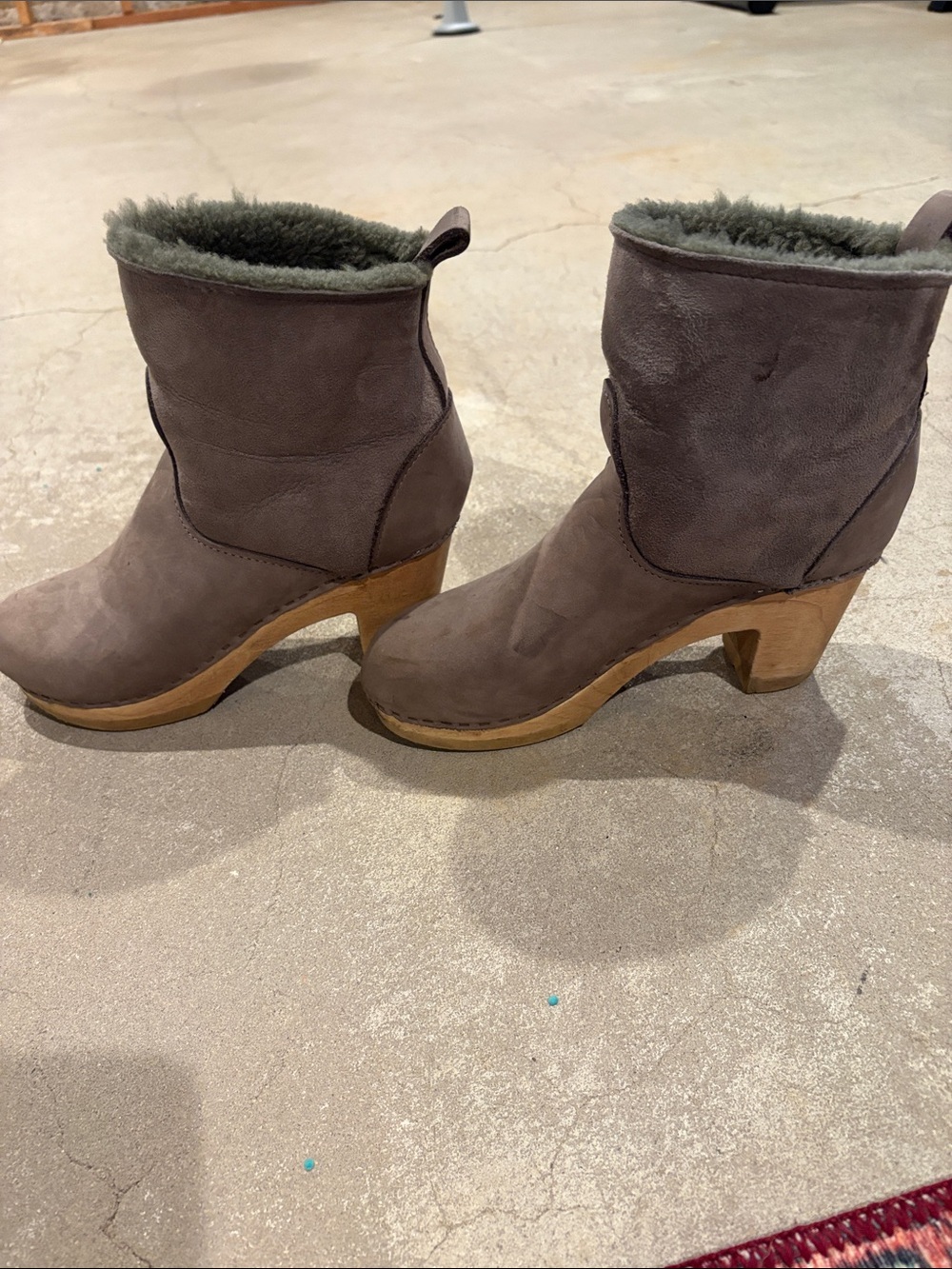 Women's No.6 Sage-Taupe Shearling-Lined Heeled Ankle Boot